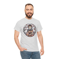 Ukiyo-e Samurai Cat Fan Dancer T-Shirt - Heavy Cotton Classic Fit Tee - Unisex White