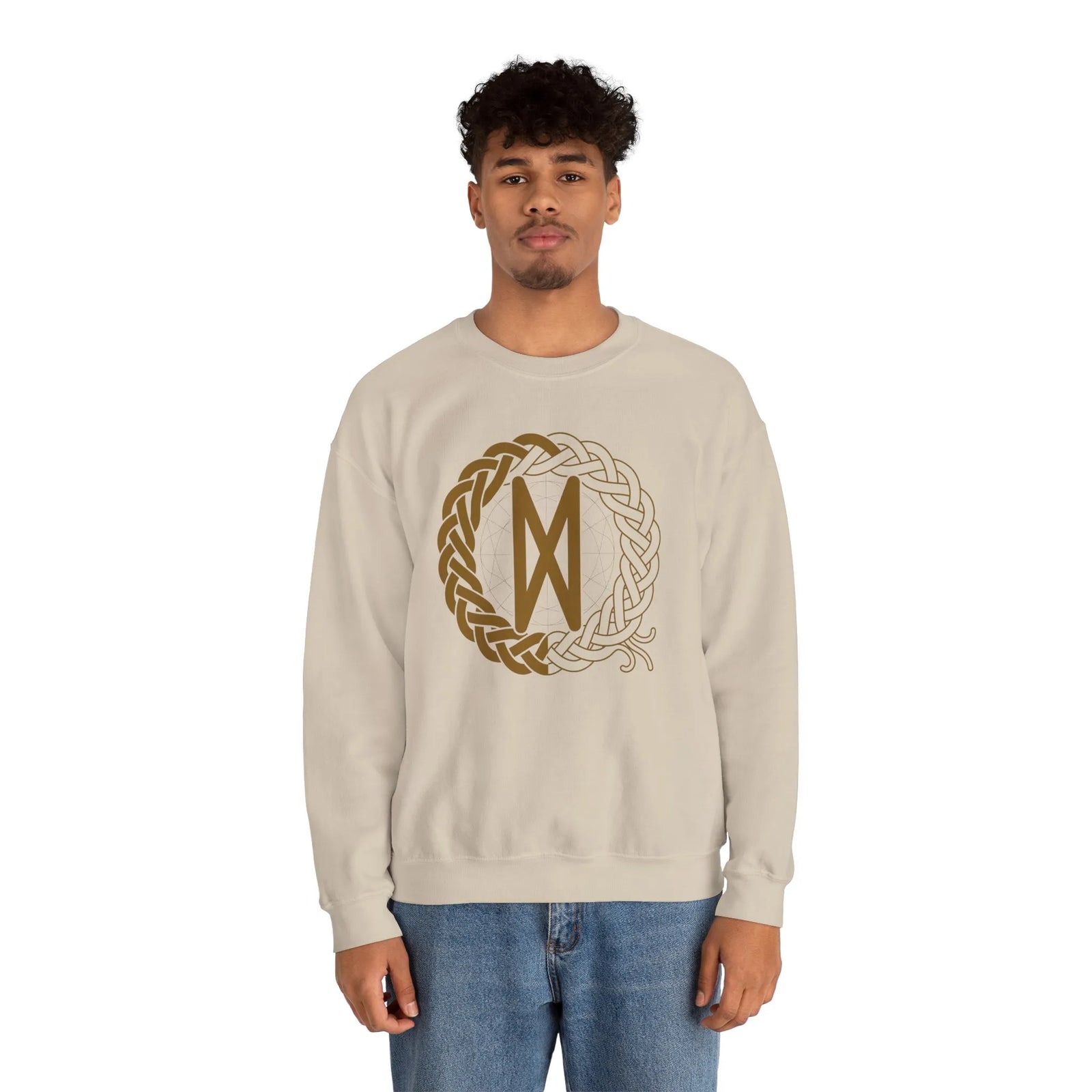Dagaz Rune Dawn & Dusk Sweatshirt - Heavy Blend Classic Fit Crewneck - Unisex White