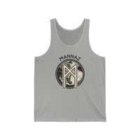 Mannaz Rune Humanity Graphic Tank Top - Retail Fit Combed Cotton Jersey - Unisex Athletic Heather