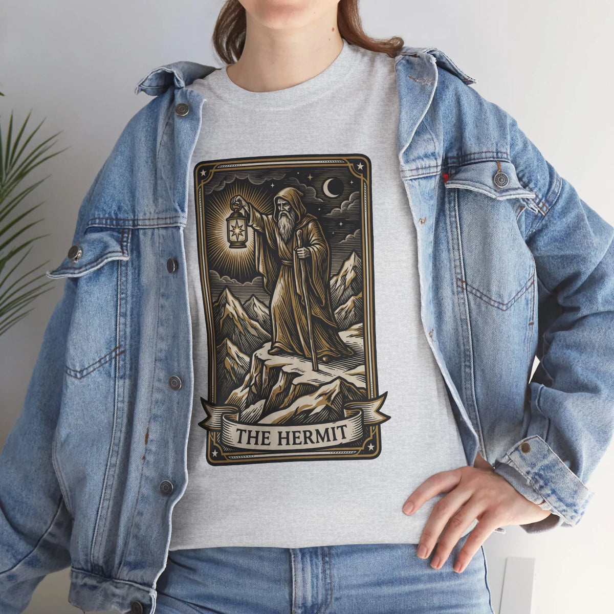 The Hermit Tarot T-Shirt - Medium Weight Cotton Classic Tee - Unisex White