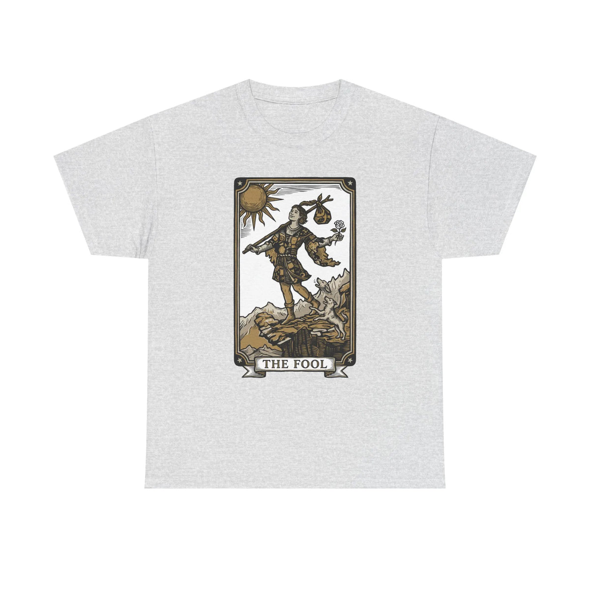 The Fool Tarot Card Graphic T-Shirt - Heavy Cotton Classic Fit Tee - Unisex White