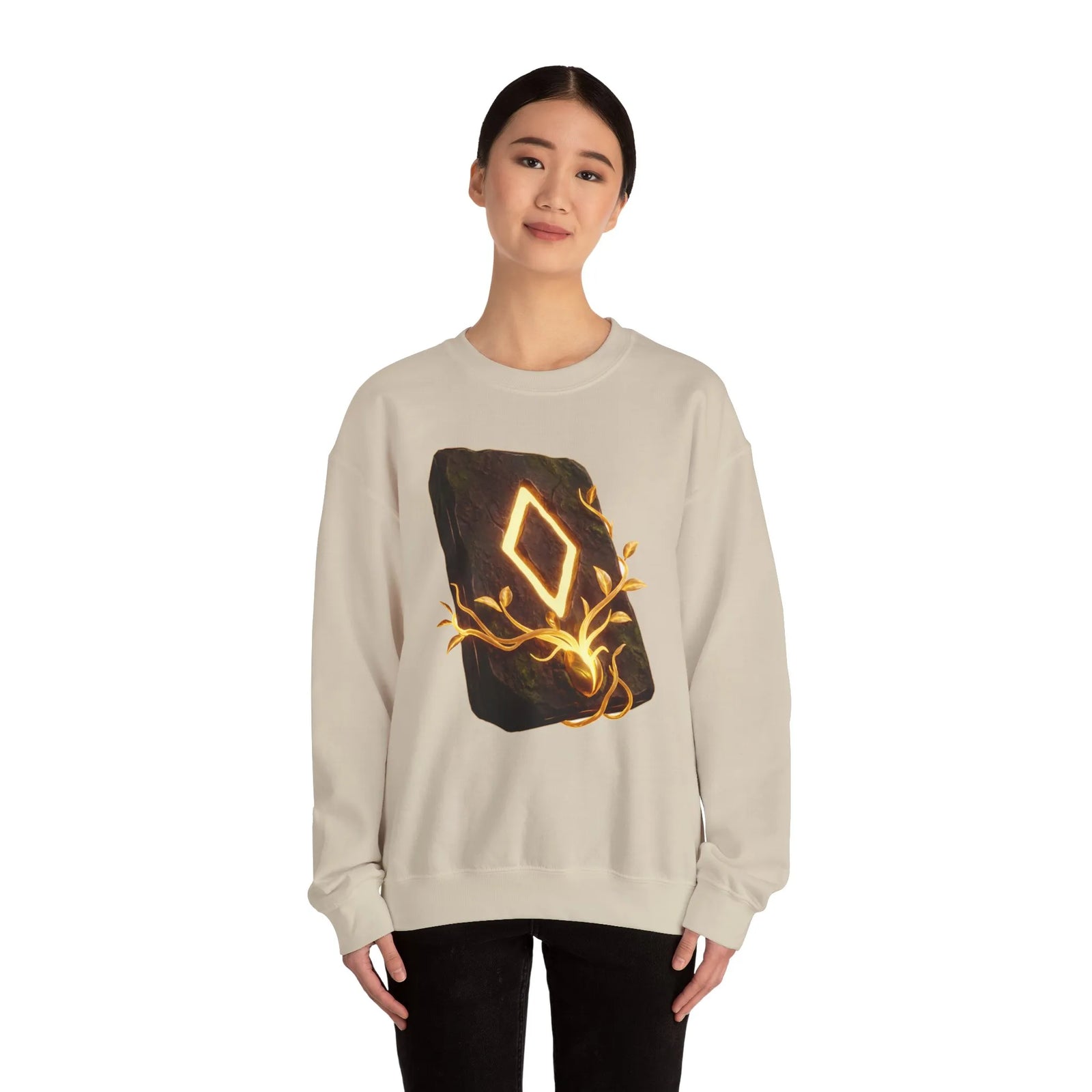 Ingwaz Rune Sacred Seed Sweatshirt - Classic Fit Heavy Blend Crewneck - Unisex White