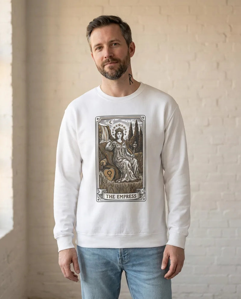Major Arcana Empress Tarot Card Sweatshirt - Soft Heavy Blend Crewneck - Unisex White