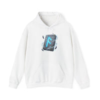 Ansuz Rune Odin's Raven Graphic Hoodie - Medium Heavy Fabric Classic Fit - Unisex White