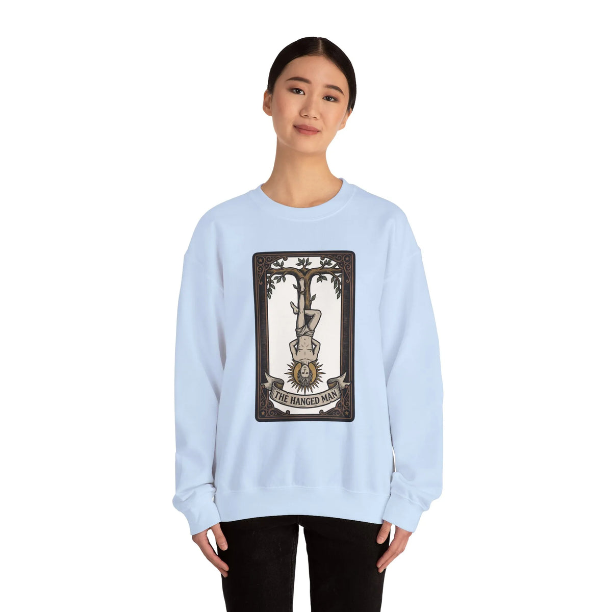 The Hanged Man Tarot Card Sweatshirt - Soft Fleece Classic Fit Crewneck - Unisex Off White