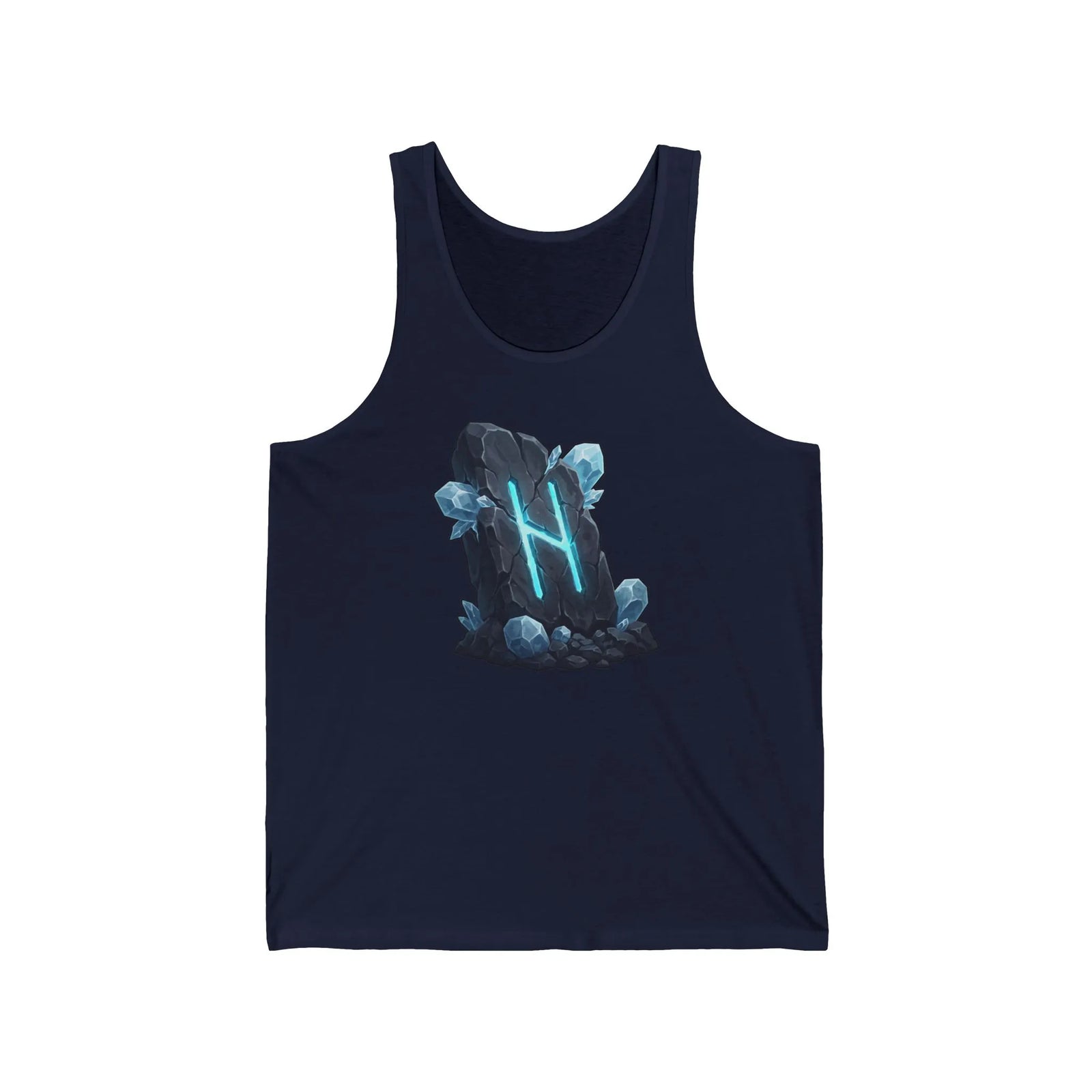 Hagalaz Runic Crystal Graphic Tank Top - Soft Combed Cotton Jersey - Unisex White