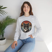 Tuxedo Cats 70s Sunset Sweatshirt - Heavy Blend Fleece Crewneck - Unisex White