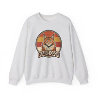 Maine Coon Retro 70s Sunset Sweatshirt - Soft 50/50 Cotton Blend Crewneck - Unisex White