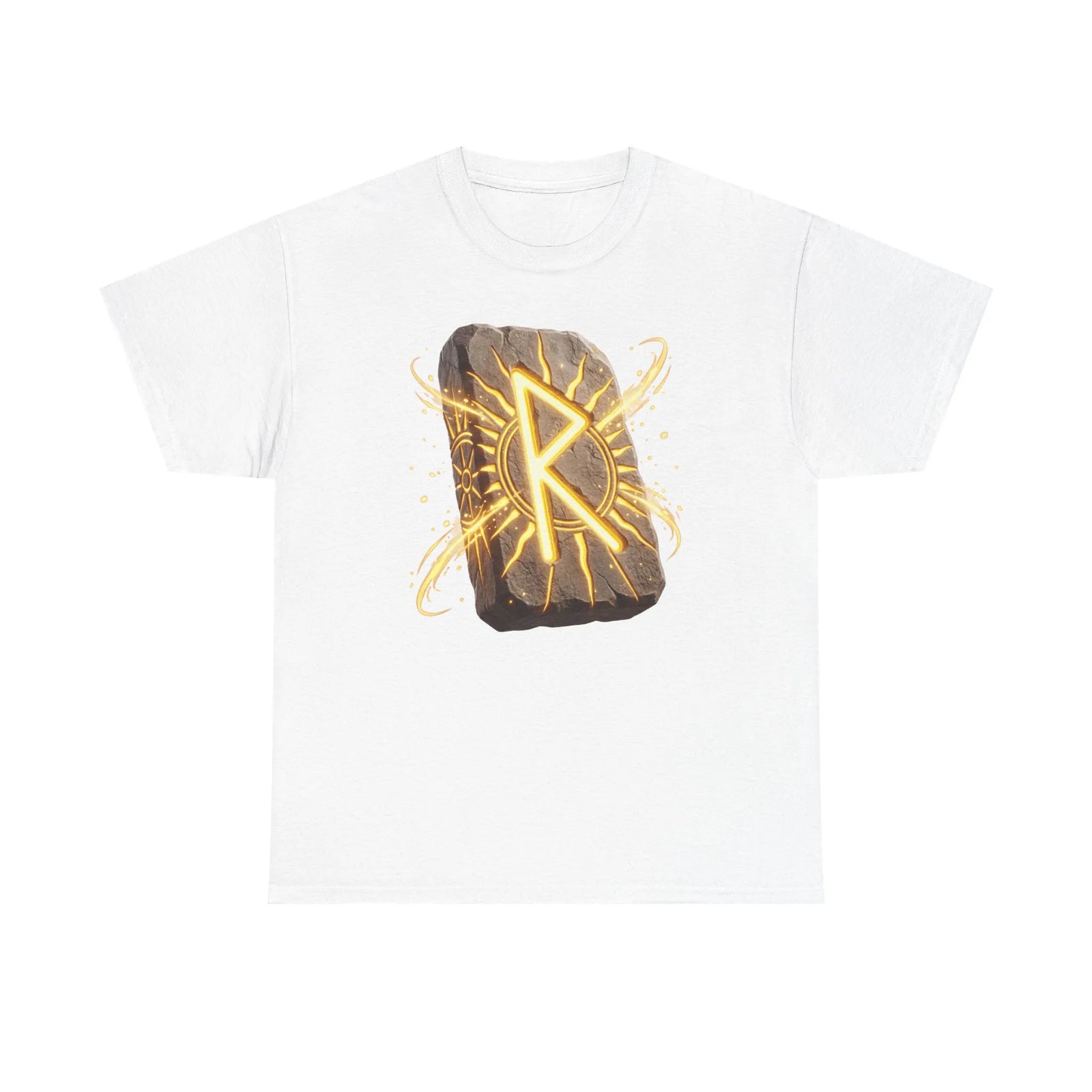 Raido Rune Journey T-Shirt - Heavyweight Cotton Classic Tee - Unisex White