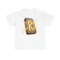 Raido Rune Journey T-Shirt - Heavyweight Cotton Classic Tee - Unisex White