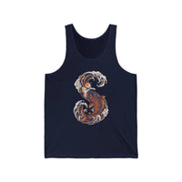Koi Rider Ukiyo-e Samurai Cats Tank Top - Lightweight Combed Cotton Jersey - Unisex White