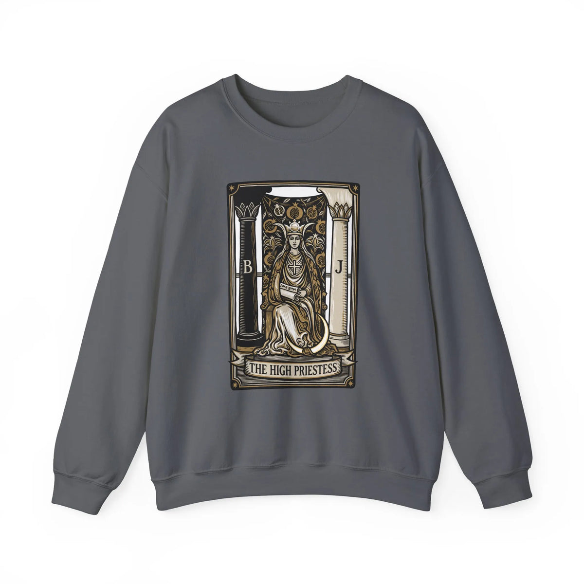 The High Priestess Tarot Card Sweatshirt - Heavy Blend Fleece Crewneck - Unisex White