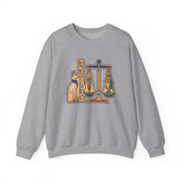 Egyptian Cat Scales Graphic Sweatshirt - Heavy Blend Fleece Crewneck - Unisex White