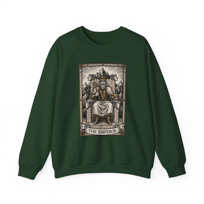 The Emperor Tarot Card Sweatshirt - Soft Durable Fleece Crewneck - Unisex White