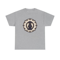 Meditating Dog Sacred Geometry T-Shirt - Heavy Cotton Classic Fit Tee - Unisex White