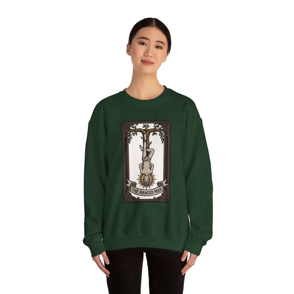 The Hanged Man Tarot Card Sweatshirt - Soft Fleece Classic Fit Crewneck - Unisex Off White