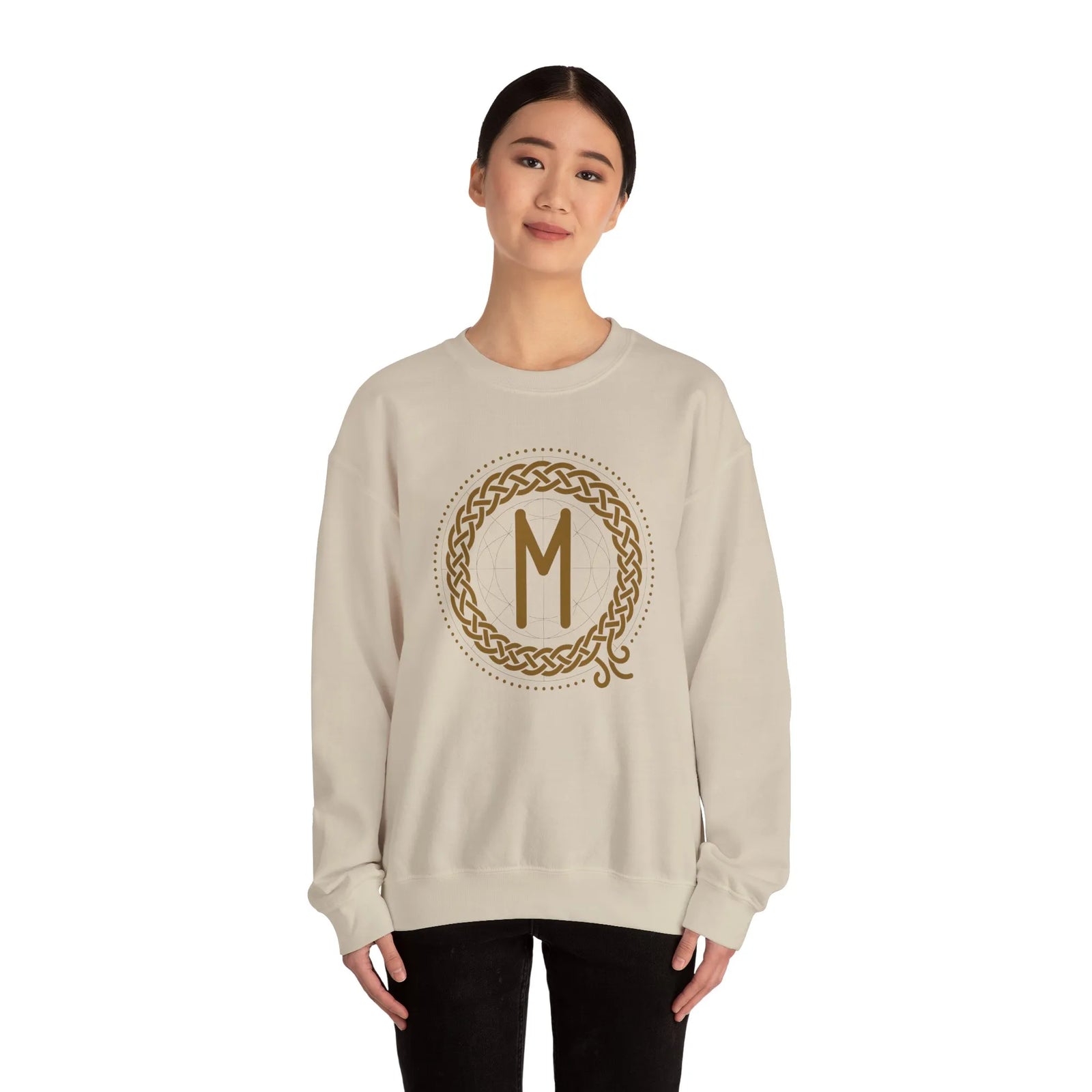 Ehwaz Divine Twins Rune Sweatshirt - Heavy Blend Fleece Crewneck - Unisex White
