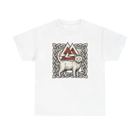 Valknut Cat Freyja's Sacred T-Shirt - Heavy Cotton Classic Fit Tee - Unisex White