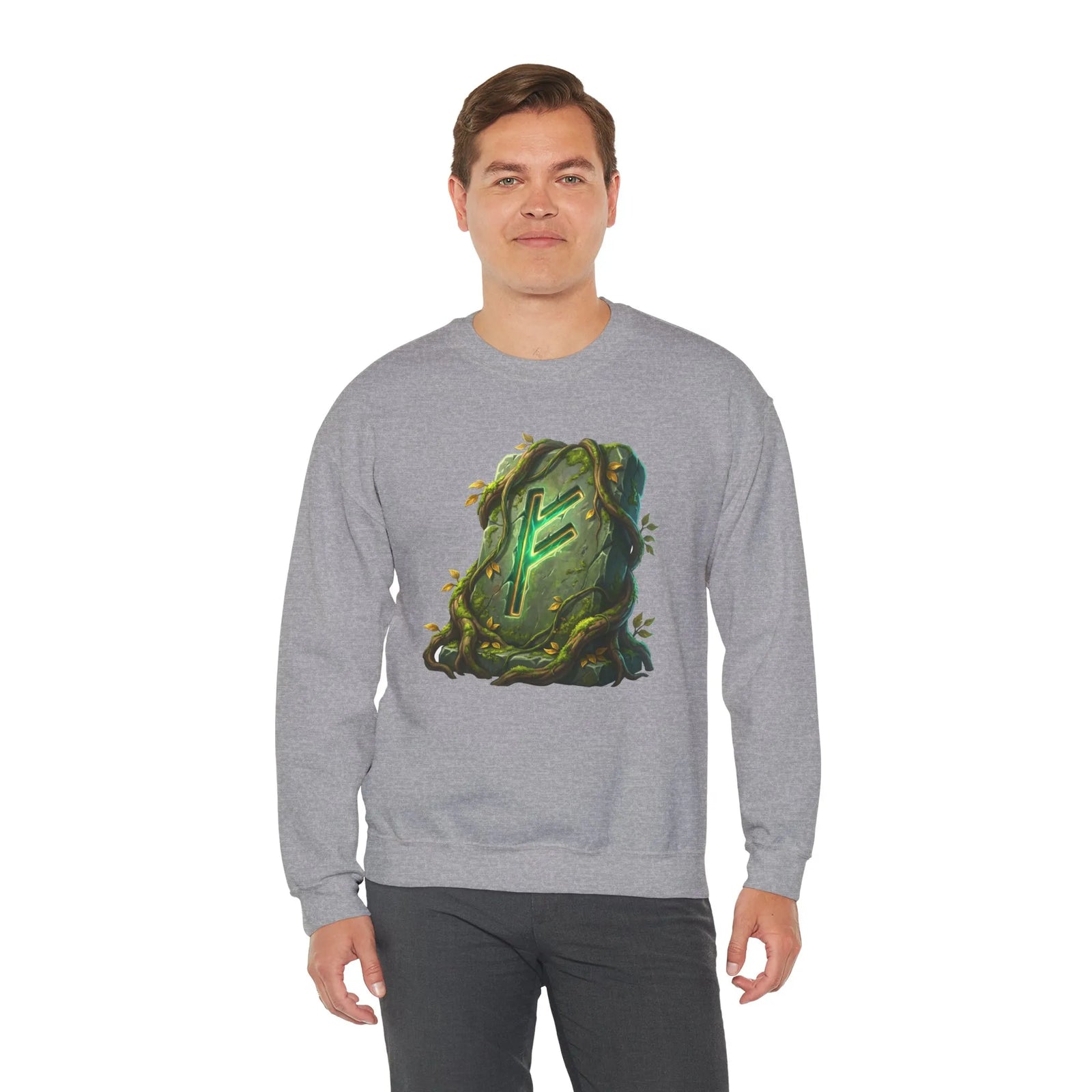 Fehu Wealth Rune Sweatshirt - Heavy Blend Fleece Crewneck - Unisex White
