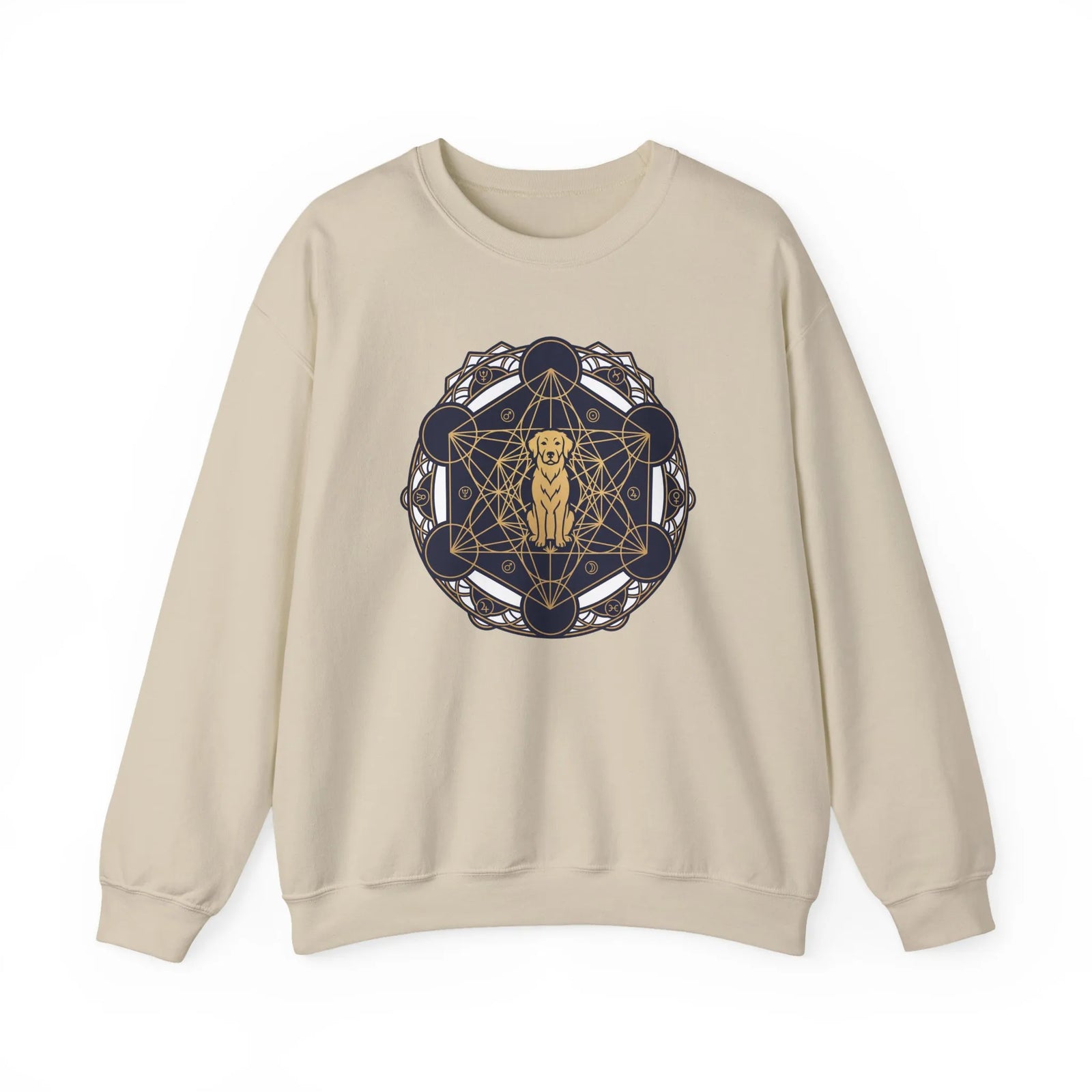 Metatron's Hound Sacred Geometry Sweatshirt - Heavy Blend Cotton-Poly Crewneck - Unisex White