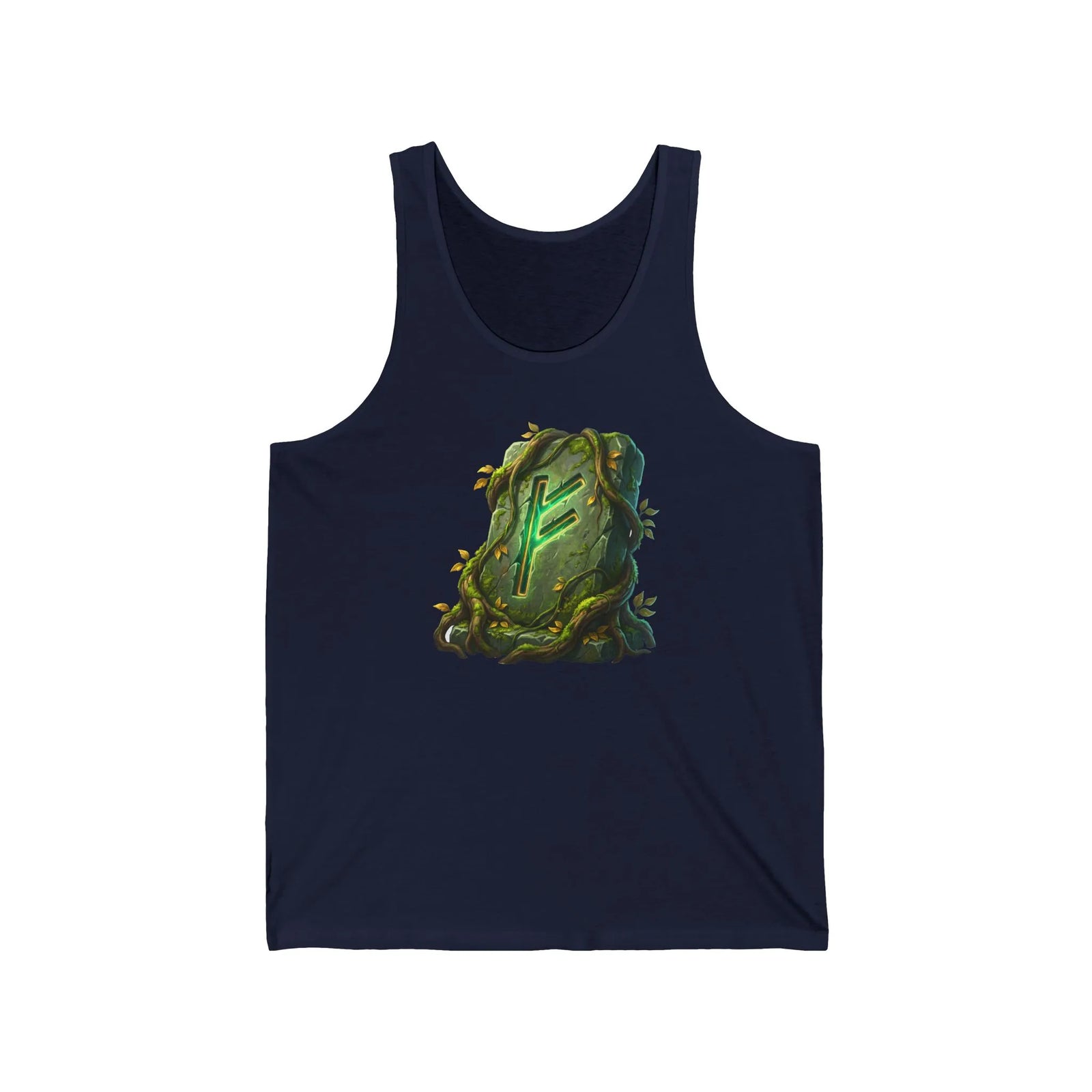 Fehu Rune Wealth Symbol Tank Top - Lightweight Cotton Jersey Retail Fit - Unisex White