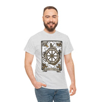 Wheel of Fortune Tarot Graphic T-Shirt - Heavyweight Cotton Classic Fit - Unisex White
