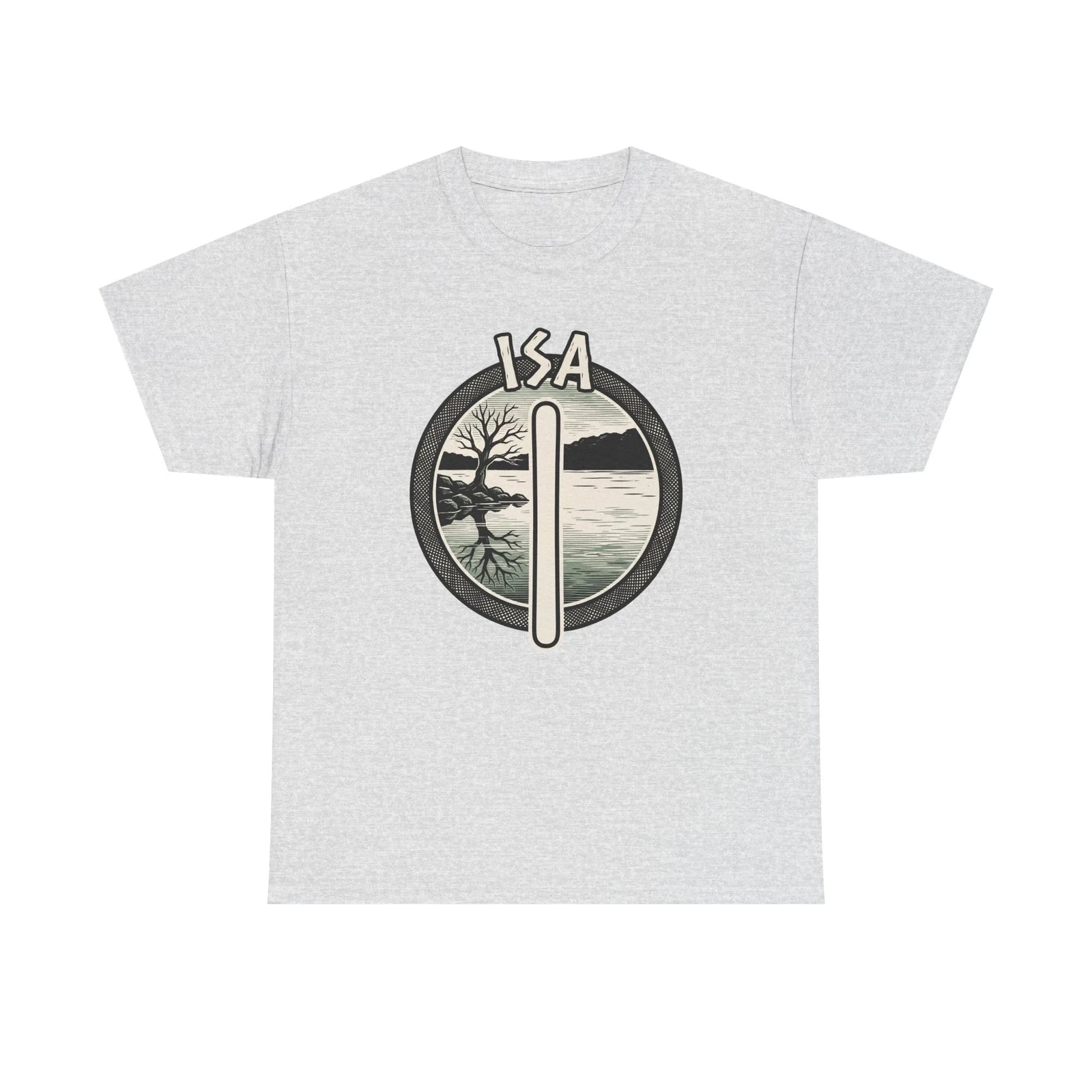 Isa Rune Ice Landscape T-Shirt - Heavy Cotton Classic Fit Crewneck - Unisex White