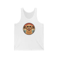 Golden Retriever 70s Sunset Aviators Tank Top - Lightweight Ring-Spun Cotton Retail Fit - Unisex Athletic Heather