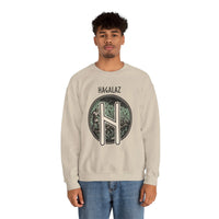 Hagalaz Rune Hail Graphic Sweatshirt - Medium-Heavy Cotton Blend Crewneck - Unisex White
