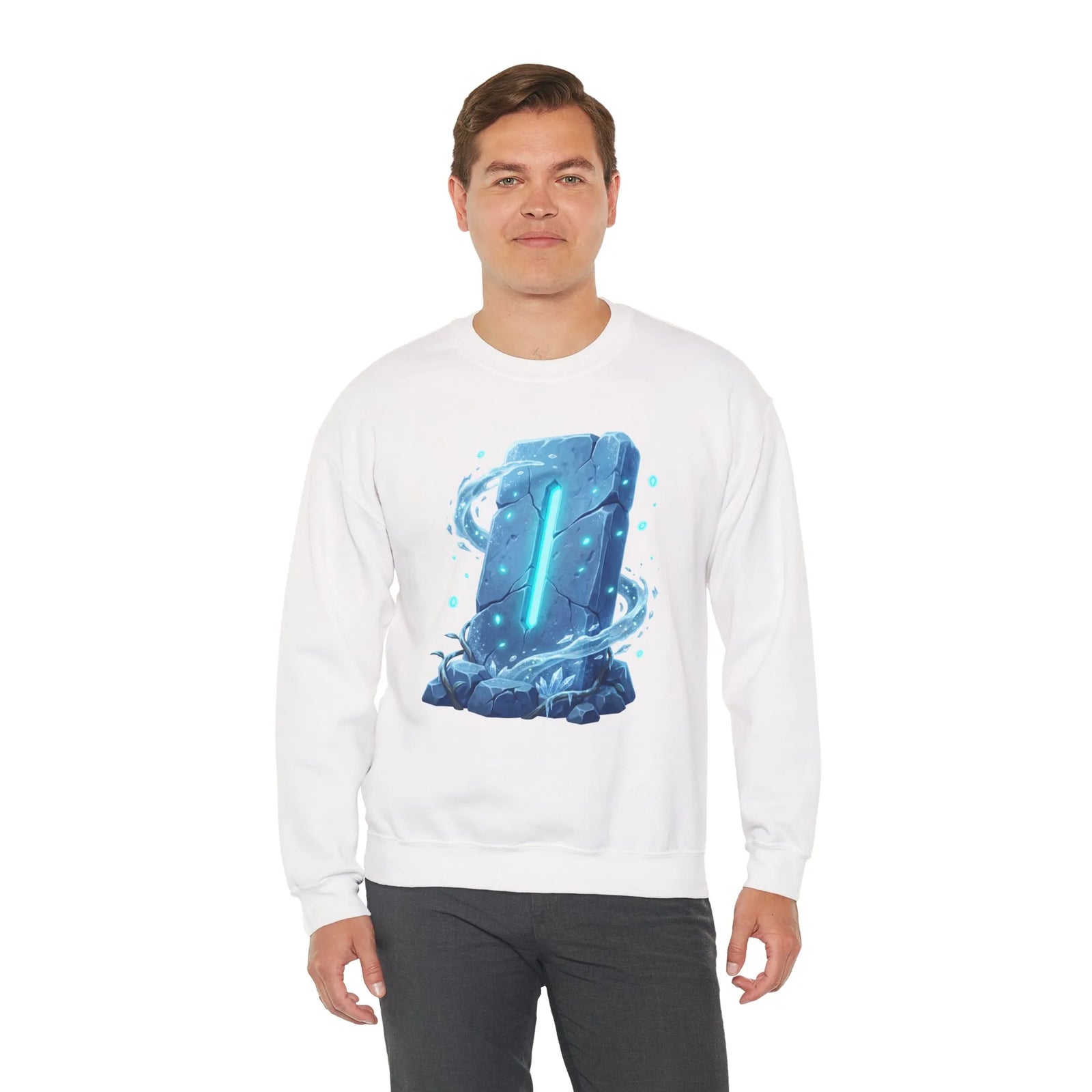 Isa Rune Ice Glacier Sweatshirt - Heavy Blend Fleece Crewneck - Unisex White