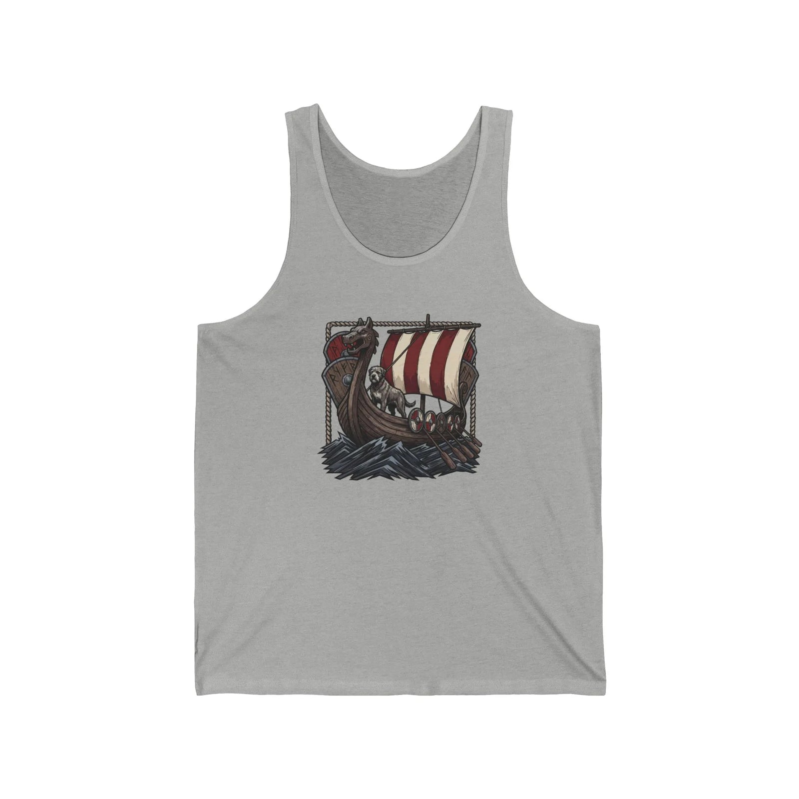 Viking Longship Prow Berserker Dogs Tank Top - Lightweight Airlume Cotton Retail Fit - Unisex White