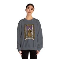 Justice Tarot Card Sweatshirt - Heavy Blend Cotton Poly Crewneck - Unisex White