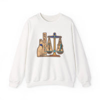 Egyptian Cat Scales Graphic Sweatshirt - Heavy Blend Fleece Crewneck - Unisex White