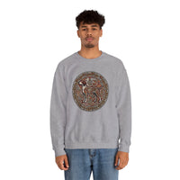 Norse Knotwork Hound Odin's Wolves Sweatshirt - Soft Durable Cotton Blend Crewneck - Unisex White