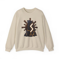 Sowulo Rune Sun Graphic Sweatshirt - Classic Fit Fleece Crewneck - Unisex White
