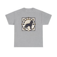 Sacred Geometry Spirit Dog Howl T-Shirt - Heavyweight Cotton Classic Fit Tee - Unisex White