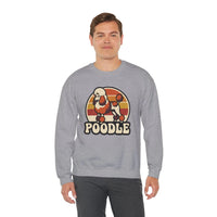 Poodle Retro 70s Sunset Sweatshirt - Heavy Blend Fleece Crewneck - Unisex White