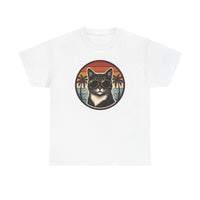 Tuxedo Cool Cats 70s Sunset Aviators T-Shirt - Heavy Cotton Classic Fit Tee - Unisex White