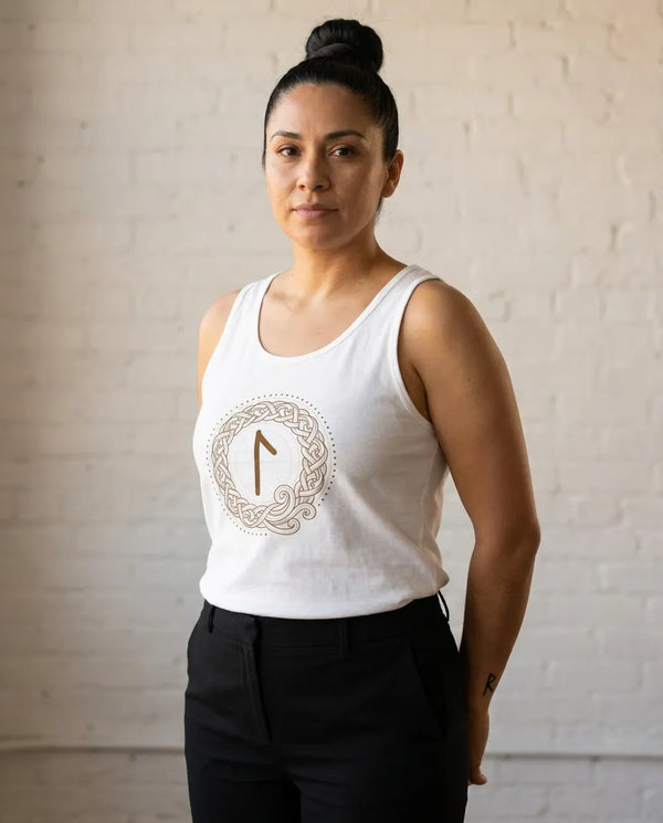 Laguz Rune Norse Symbol Tank Top - Lightweight Ringspun Jersey Tank - Unisex White