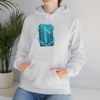 Laguz Water Rune Graphic Hoodie - Soft Fleece Blend Pullover - Unisex White
