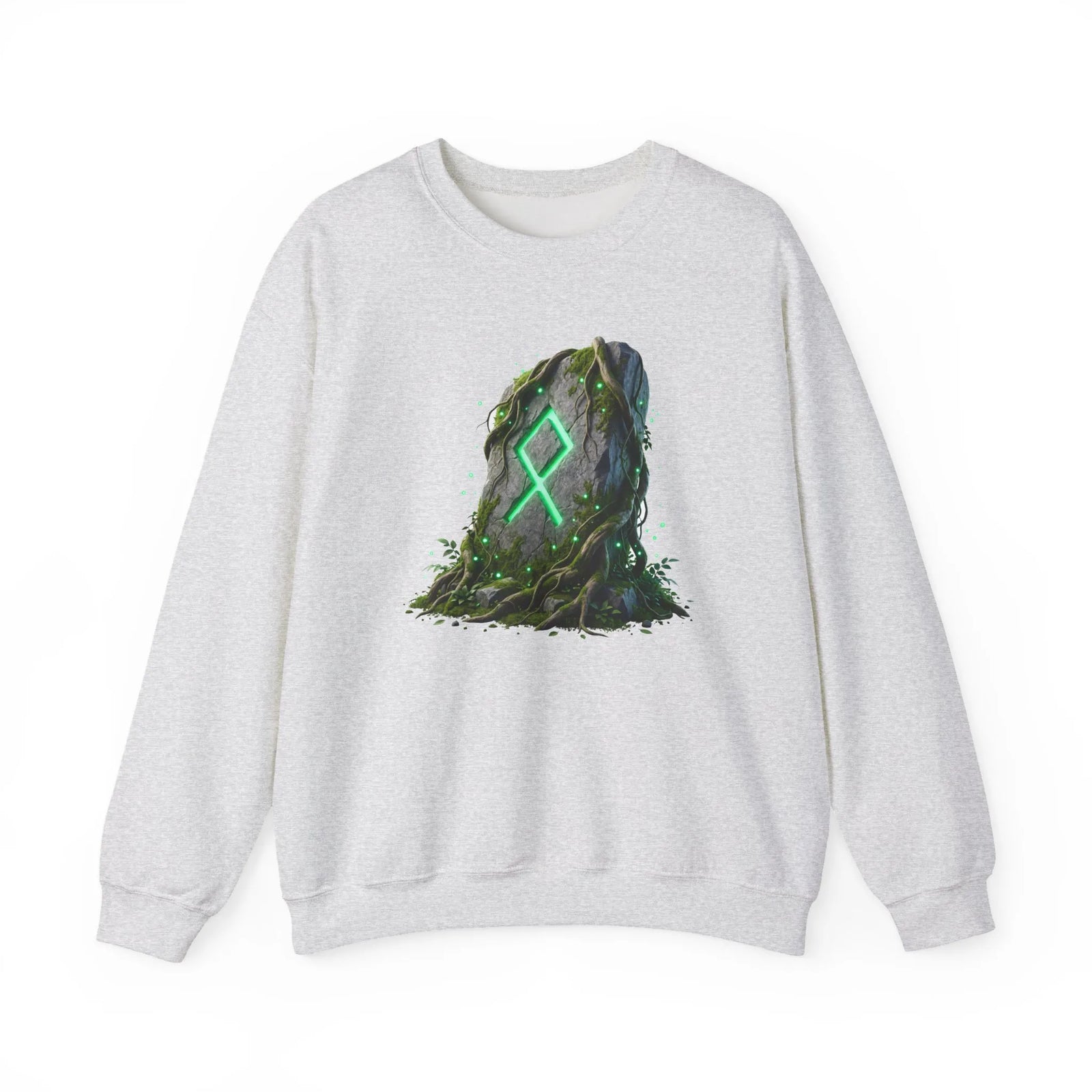 Othala Rune Ancient Stone Sweatshirt - Heavy Blend Cotton Polyester Crewneck - Unisex White