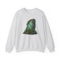 Othala Rune Ancient Stone Sweatshirt - Heavy Blend Cotton Polyester Crewneck - Unisex White