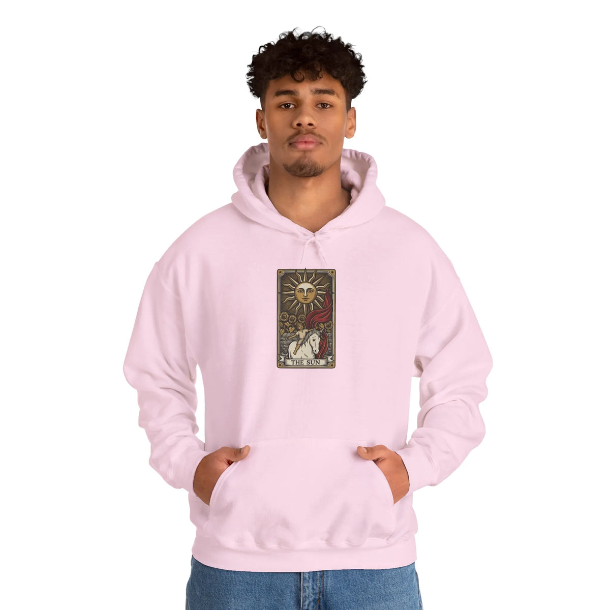 The Sun Tarot Card Hoodie - Heavy Blend Cotton-Poly Fleece Pullover - Unisex White