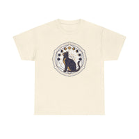 Moon Phases Sacred Geometry Cat Graphic T-Shirt - Heavy Cotton Classic Fit Tee - Unisex White