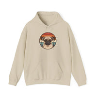 Pug 70s Sunset Aviator Hoodie - Heavyweight Cotton Blend Pullover Hoodie - Unisex White