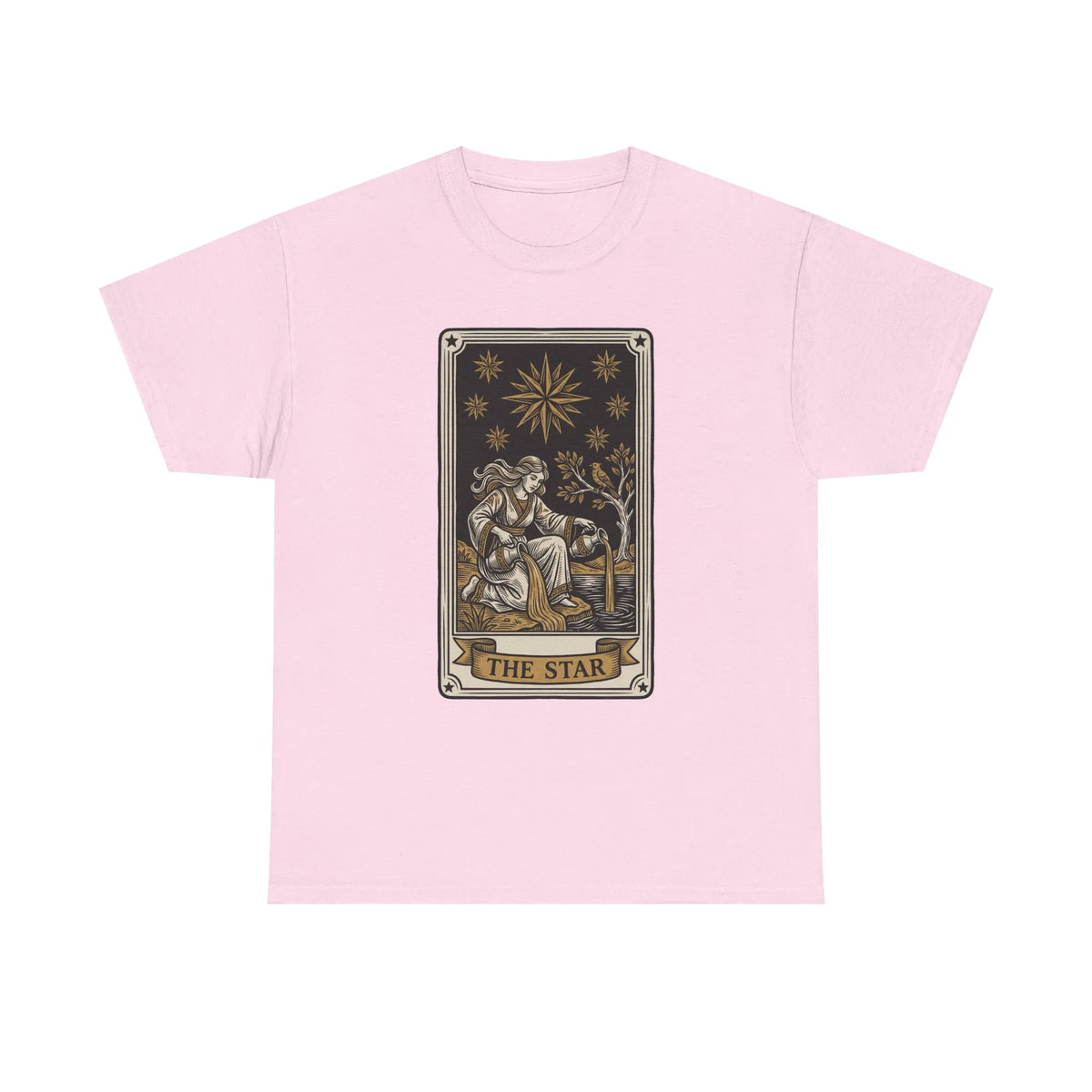Tarot The Star Card Graphic T-Shirt - Heavy Cotton Classic Fit Tee - Unisex Off White