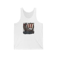 Viking Longship Prow Berserker Dogs Tank Top - Lightweight Airlume Cotton Retail Fit - Unisex White