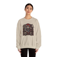 Viking Berserker Cats Graphic Sweatshirt - Heavy Blend Classic Fit Crewneck - Unisex White