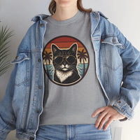 Tuxedo Cool Cats 70s Sunset Aviators T-Shirt - Heavy Cotton Classic Fit Tee - Unisex White