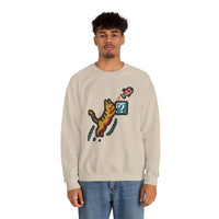 8-Bit Pixel Gaming Cats Sweatshirt - Heavy Blend Fleece Crewneck - Unisex White